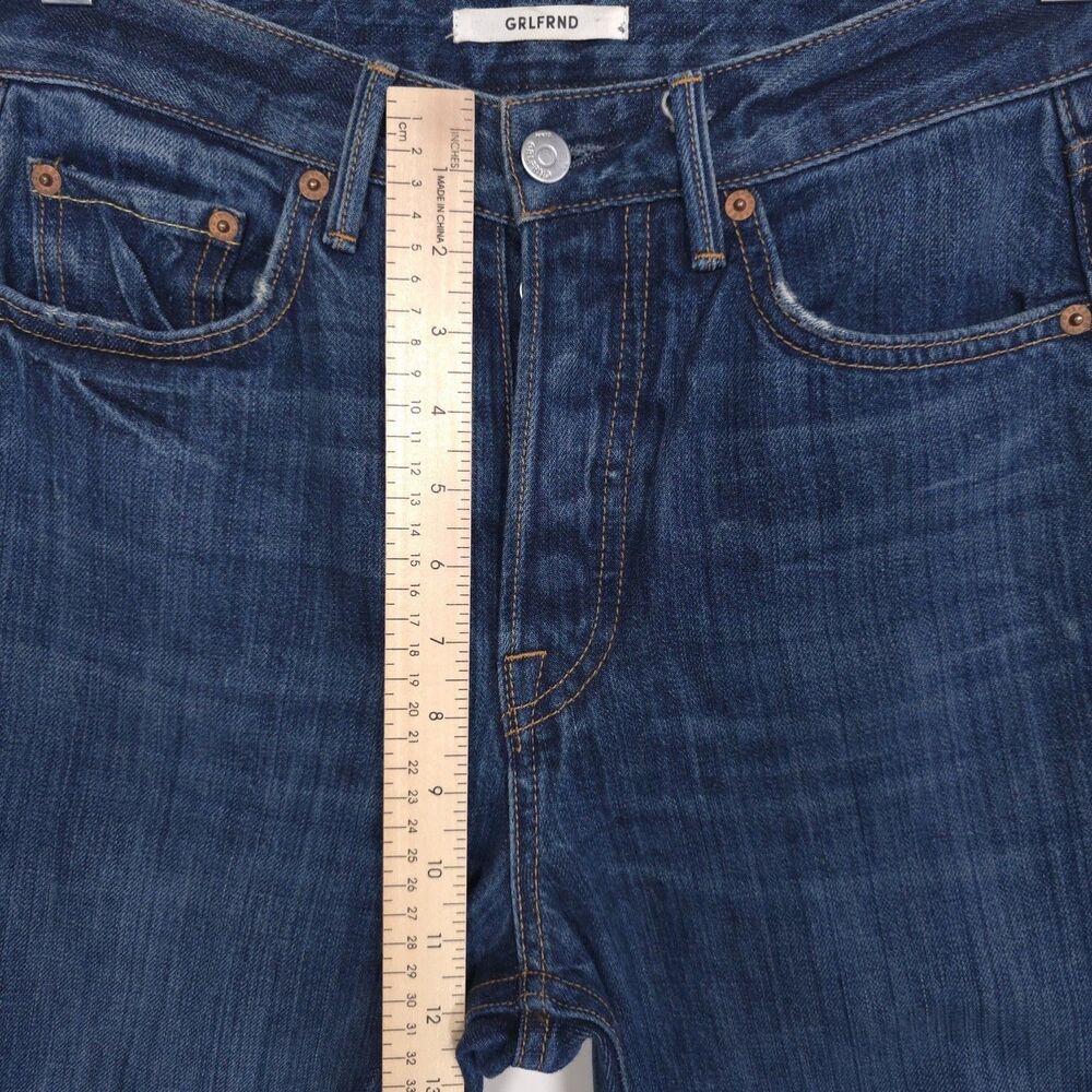 GRLFRND Carla Flare Bootcut Straight Jeans Blue Sunday Raw Hem ORGANIC COTTON 26 - Picture 9 of 16